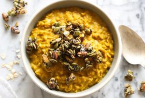 Golden Oatmeal with Nuts and Seeds